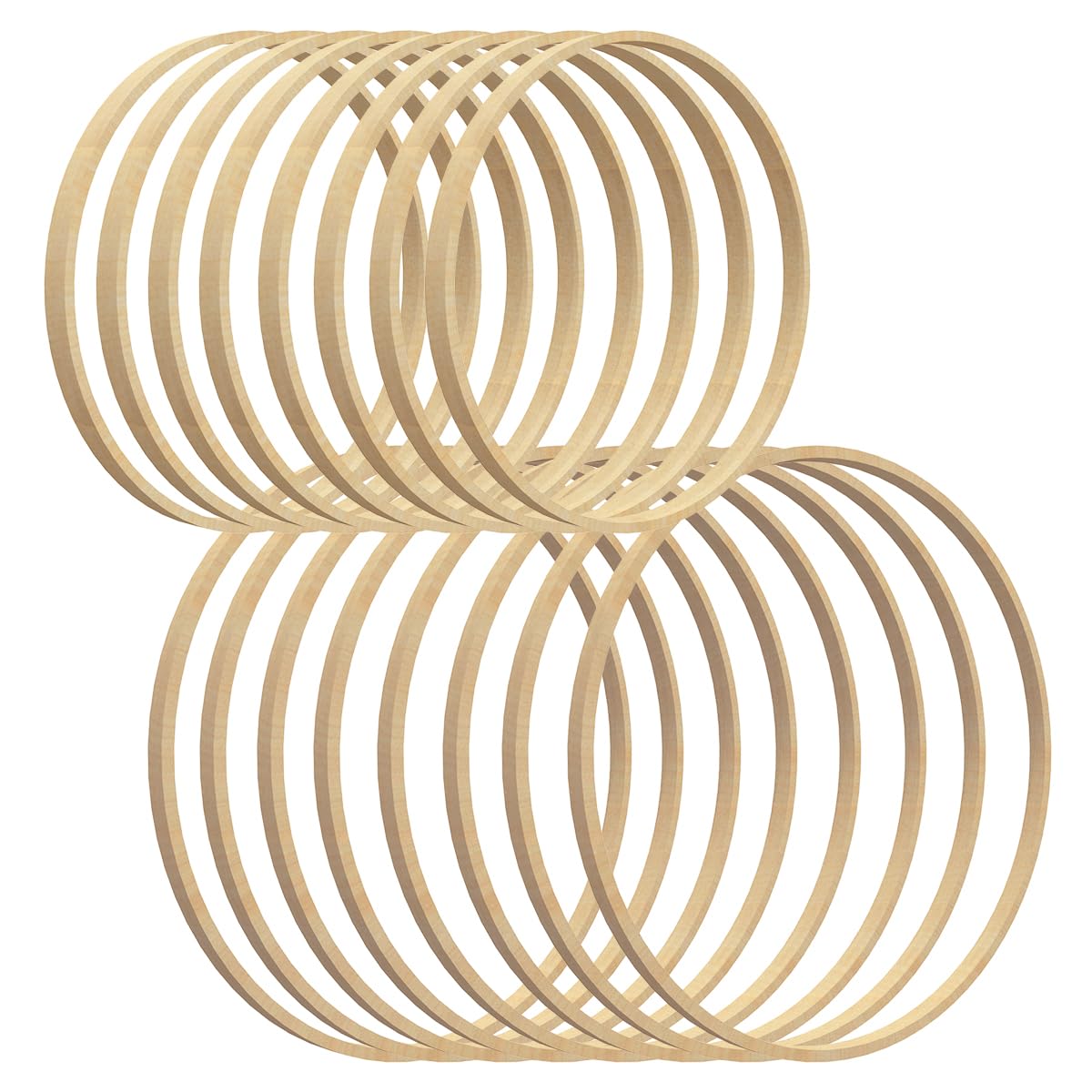 Worown 16 Pack (6” & 8”) Wooden Bamboo Floral Hoops Wreath Rings for Making Wedding Wreath Decor and Wall Hanging Crafts