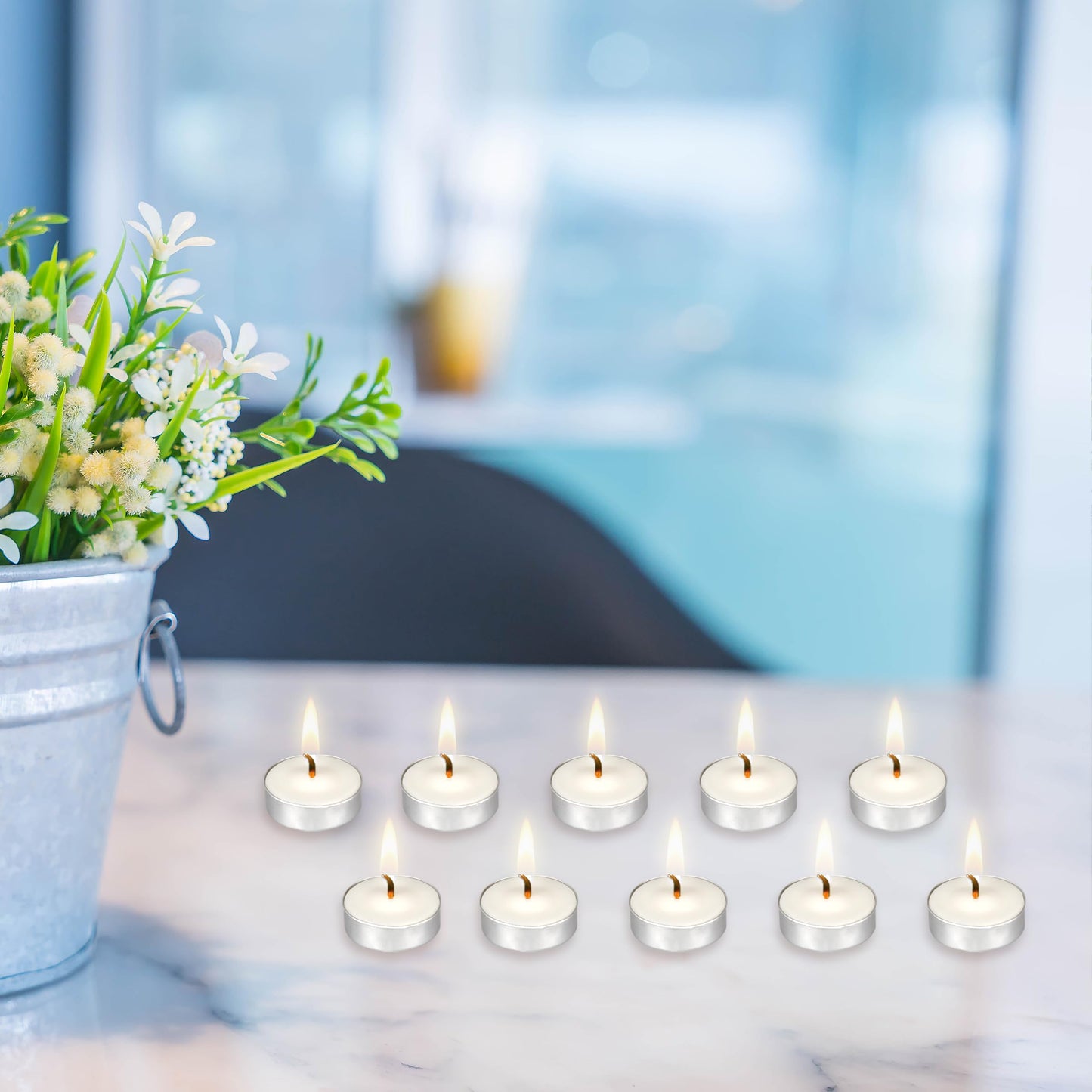 Mega Candles 100 pcs Unscented White Tea Lights Candles, Pressed Wax Candle 3.5 Hour Burn Time, Home Décor, Wedding Receptions, Occasions, Festivities, Events, Meditations, Spa, Prayers, Vigil