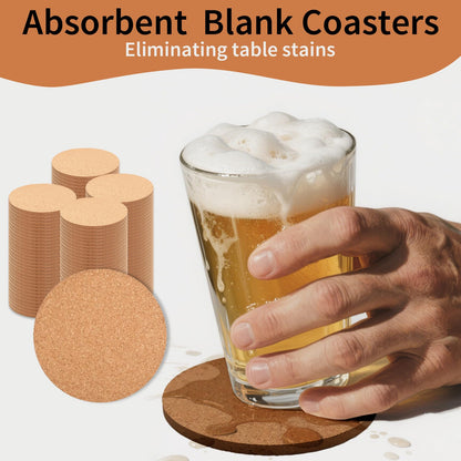 LECEHIVO 320 Pcs Cork Coasters Bulk 4 Inch Absorbent Cork Coasters DIY Blank Trivets for Dishes,Wine Glass,Kitchen,Office, Home Bar