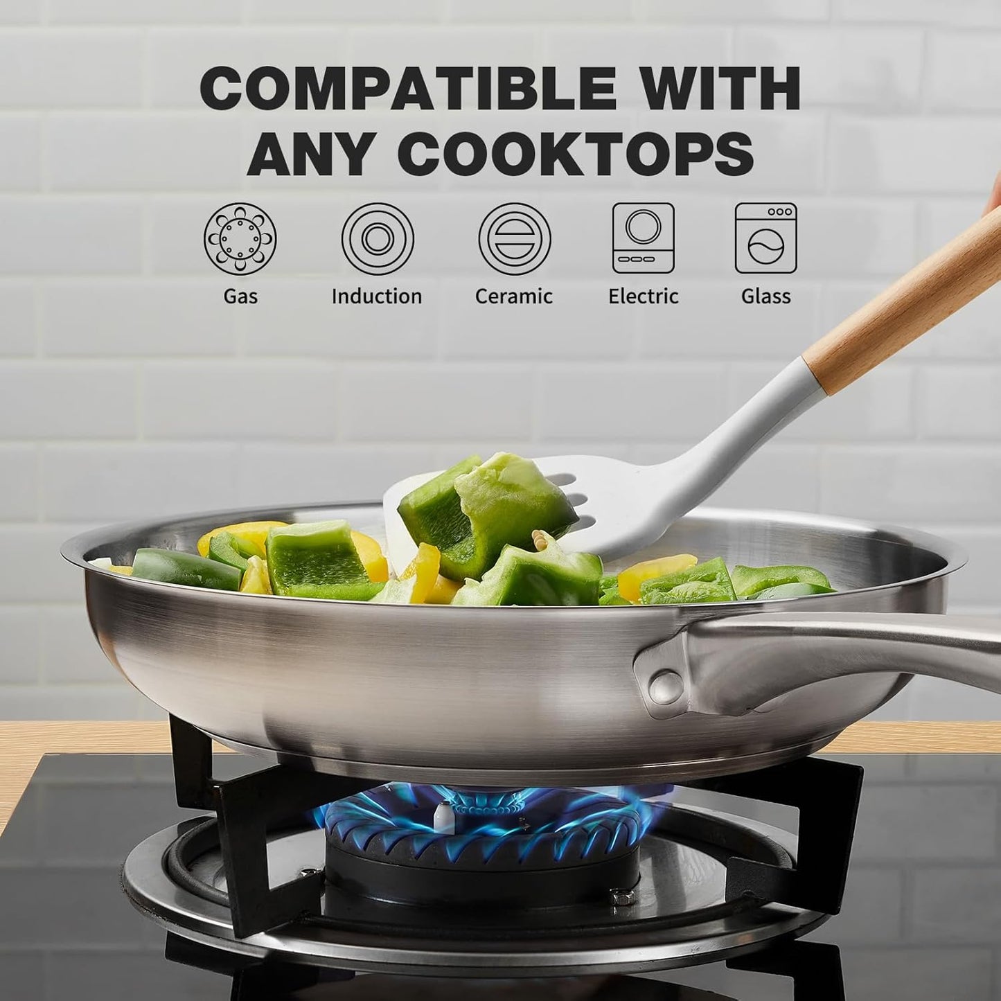 KOCH SYSTEME CS 8 Inch Stainless Steel Frying Pan, PFAS-Free Cooking Pan with Stay-Cool Handle