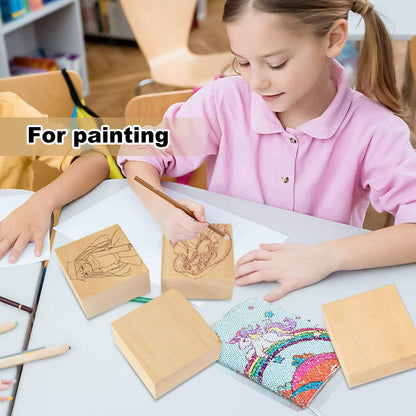 ACXFOND 6PCS 4x4x2 inch Basswood Carving Blocks, Unfinished Wood Blocks for Crafts, Unfinished MDF Wood Squares Wooden Blocks for Arts and Crafts