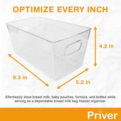 4 pack 5.2 9.3" 4.2" Priver - Breast Milk Freezer Storage Containers, - Breastfeeding Essential in Organization