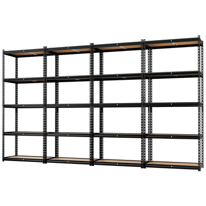 LEVELEVE 5-Tier Storage Shelving Unit, Metal, for Garage, Kitchen, Laundry Room, Adjustable, 35" L x 16" W x 73" H, Rectangular, 4 Pack
