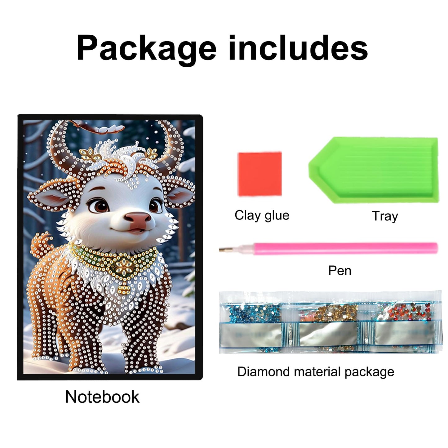 JZHYOAN Dairy Travel Drawing Message Art Notebook for Adult Diamond Painting Blank Notebook Kits DIY Special Shape Diamond Art Note Book Cross Stitch Mosaic Notepad for Office Work Desk Decoration