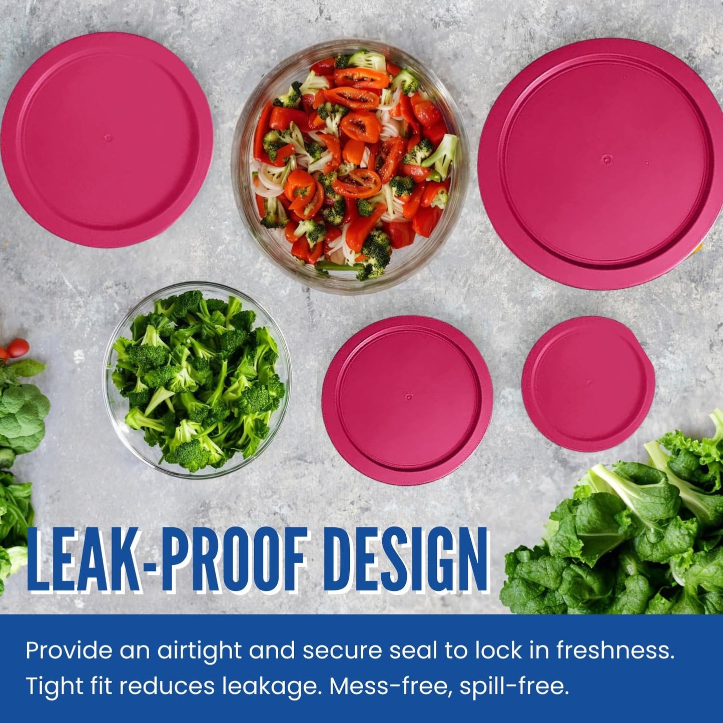 Replacement Lid for Pyrex 5" Storage Plastic Cover 2 Cup Bowl 7200-PC Fuchsia (6-Pack)