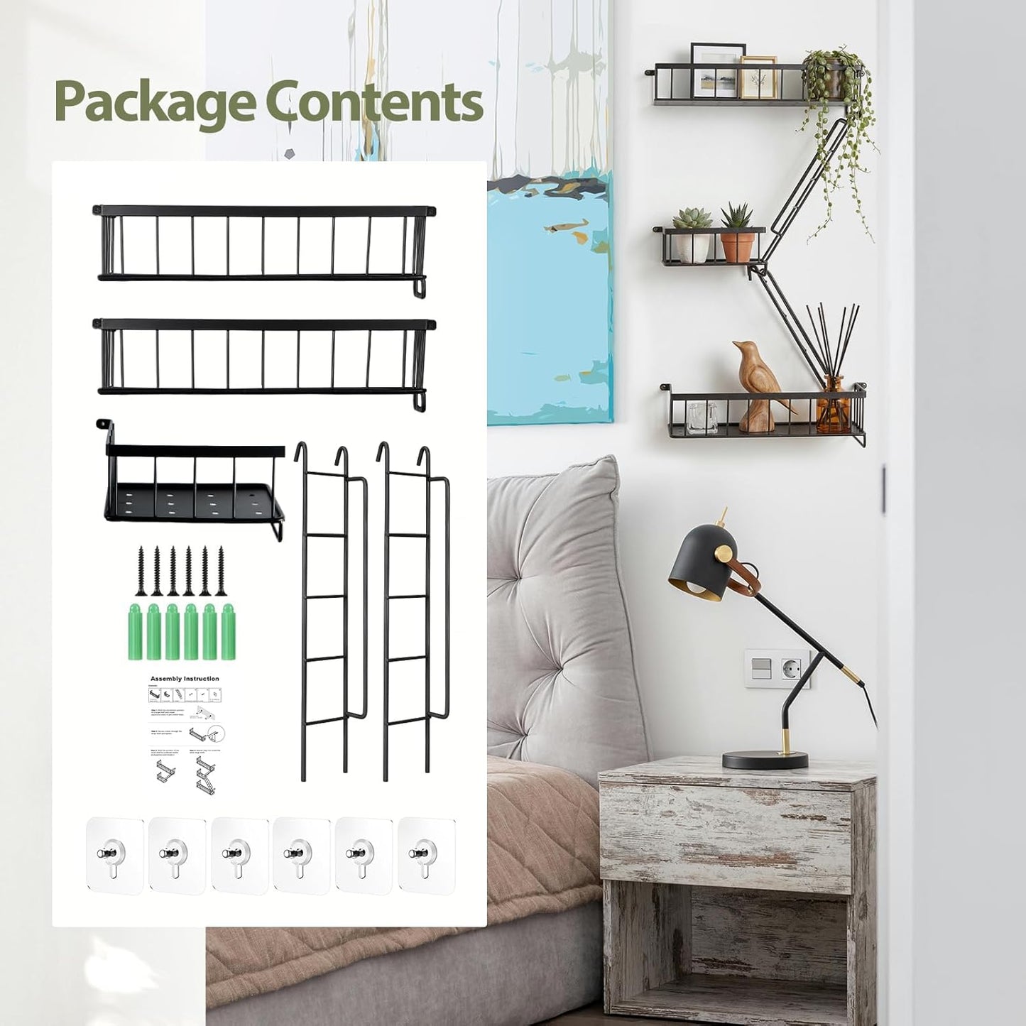 2.5 SweetSage Fire Escape Wall Shelf, Modern City Corner Wall Decorative Action Figure Metal Display with Mini Shelf
