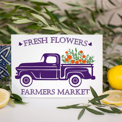 BOOLOOEN Spring Flowers Farmers Market Screen Stencil, Chalk Paste Screen Transfer, Reusable Self-Adhesive Screen Printing Stencil for Wood, Fabric, Pillows, Walls DIY Home Decor.
