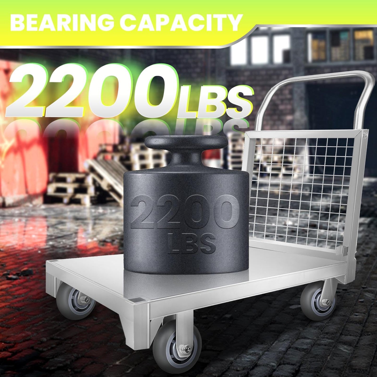 2200LBS Platform Truck Cart with Cage, 2200LBS Platform Truck Carts with Cage, 4-in-1 Multifunctional Truck Cart, for Warehouse Handling, Home, Commercial, Stall, Storage