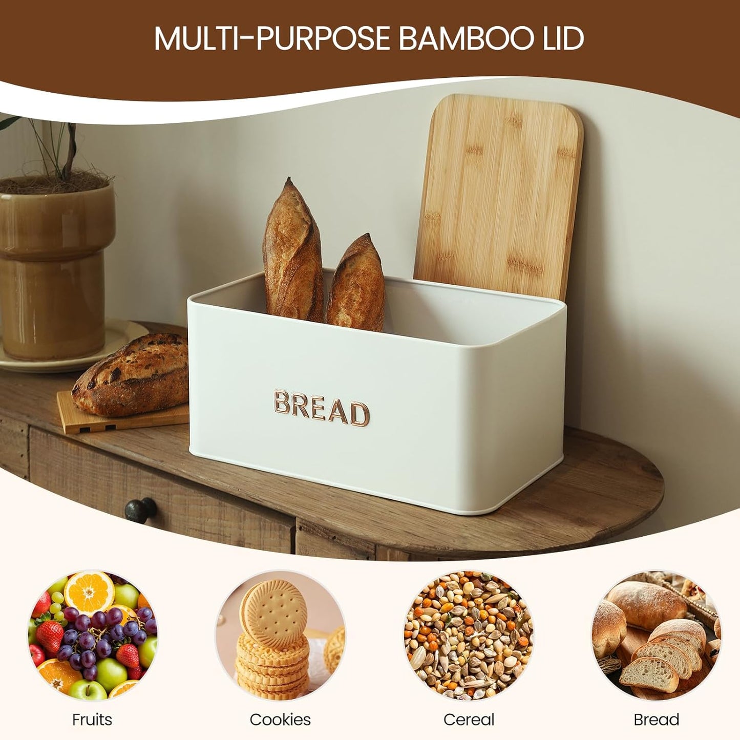 BLUBYEES Bamboo Bread Slicer for Homemade Bread with Crumb Tray & Storage Box Adjustable Slicing Guide for Sourdough