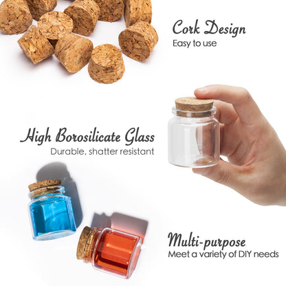 50ml / 1.69 oz. 10pcs Mini Glass Bottles with Cork, Small Glass Jars, Potion Bottles, Glass Vials, Message in a Bottle, Spell Jars with Cork Lids for Display Party Favors DIY Decoration Wedding Gift