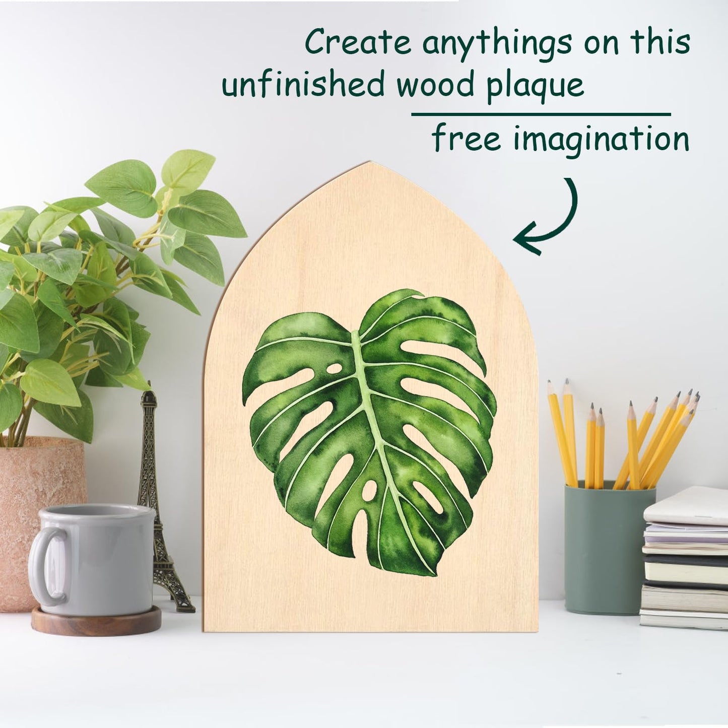 MineIdea 12 Pack Unfinished Gothic Arch Wood Plaque, 5” x 7” Basswood Shield Plaque Unfinished Wooden Arch Crafts DIY Gothic Wood Surface for Woodburning DIY Project Crafts