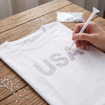 Sosation Rhinestone Flock Template Stencil Kit 1.5Yard Magic Sticky Flock and Heat Transfer Tape 2880pcs Crystal Rhinestone 1set Rhinestones Easy Picker for Hotfix Rhinestones Vinyl Cutting Machine