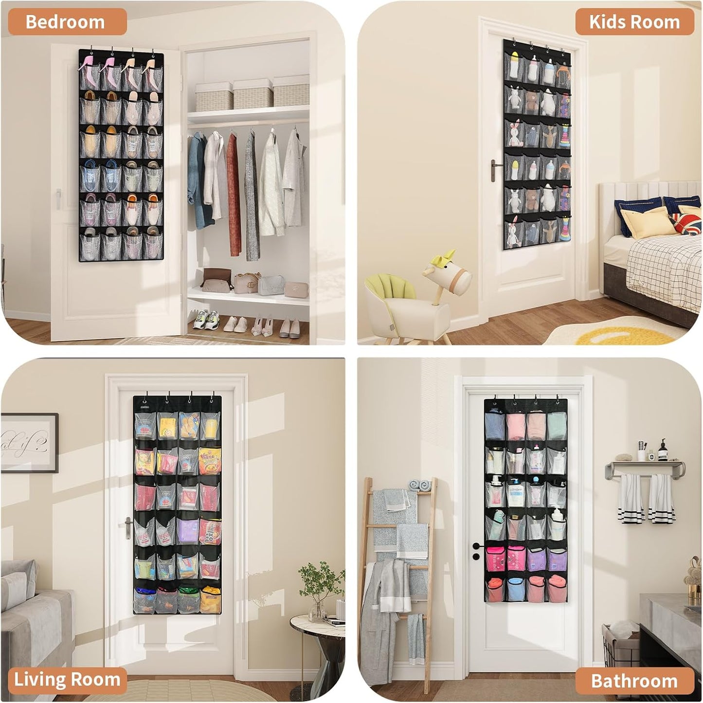 24 Closet Closet 1 Pack FENTEC Large Pockets Over Door Shoe Organizer, Mesh Hanging Shoe Organizer for Mesh Holder