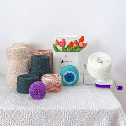 Yarn Ball Winder for Crocheting Knitting, Sturdy Metal Handle Tabletop Yarn Winder with 4 Size Pom Pom Makers Scissors, Low Noise