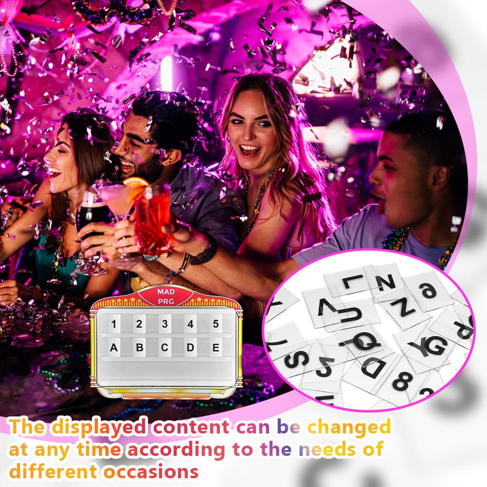 OLYCRAFT 62Pcs Bottle Service Sign Replacement Cards Bottle Presenter Cards Acrylic Sign Replacement Card Acrylic Letter Card VIP Sign with Letters A-Z Numbers 1-10 for LED Marquee Party Club Bar Decor