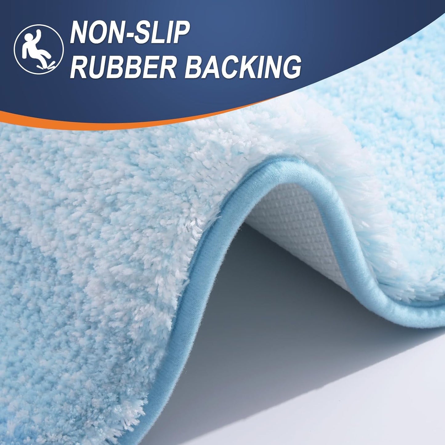 OLANLY Bathroom Runner Rug Mat - Extra Soft Microfiber, Quick Dry & Washable | 70x24, Sky Blue