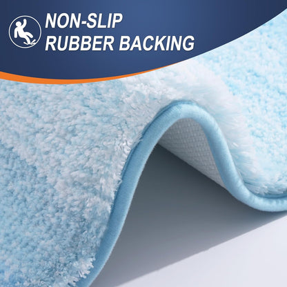 OLANLY Large Bath Rugs - Extra Soft Microfiber Mat 50x30 | Quick Dry, Machine Washable, Sky Blue