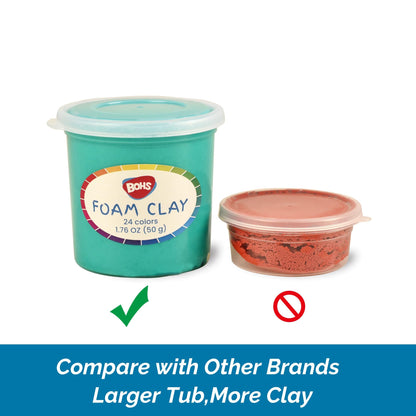BOHS Air Dry Clay for Kids, 24 Colors Foam Modeling Clay Kit with Sculpting Tools & Tutorial (2.65 lb) - Arts and Crafts DIY Gifts for Girls & Boys Ages 4-12