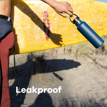Hydro Flask Water Bottle - Insulated Stainless Steel - Straw Lid, Non Spill, Leakproof 24 Oz Indigo Blue