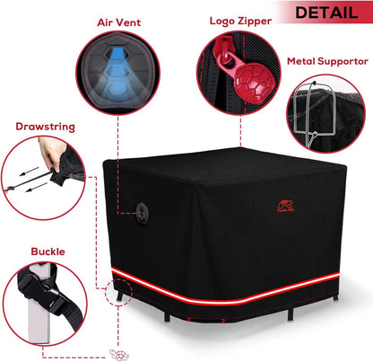 Turtle Life Heavy-Duty Waterproof Patio Furniture Cover - UV Resistant & Anti-Fading | Black, 56"L x 56"W x 29"H