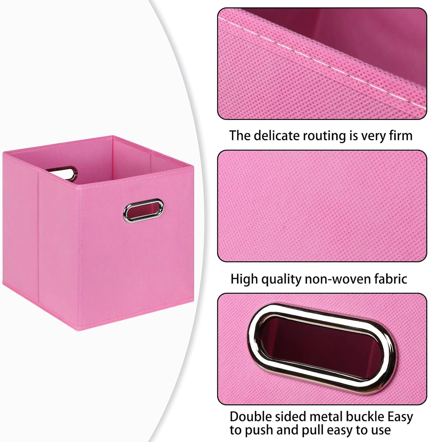 Fabric Cloth Storage Bins - Fabric Cube Bins Organizer with Dual Handles, Foldable Cube Storage Baskets Set of 6