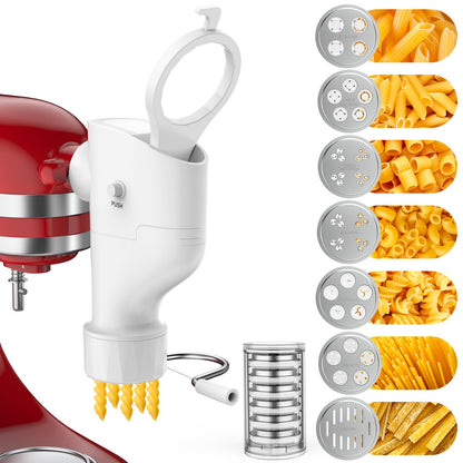 Pasta Maker Attachment for KitchenAid Stand Mixer, 7 Interchangeable Pasta Plates, Makes Spaghetti, Fusilli, Macaroni, Bucatini & Rigatoni, New Buckle Design Pasta Press with Storage Case by Fedowal