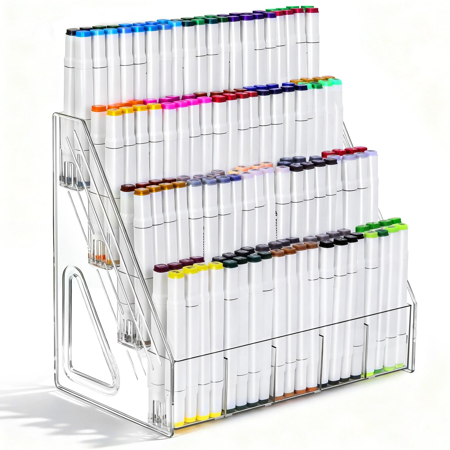 Vowcarol Pen Holder, Marker Organizer 20 Compartments, Clear Pencil Holder Space Saving, 4-Tire