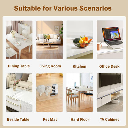 20 60 Inch 1.5mm Royhom Clear Table Protector x - Thick Plastic Table Cover, Clear Table Cover Protector Rectangle