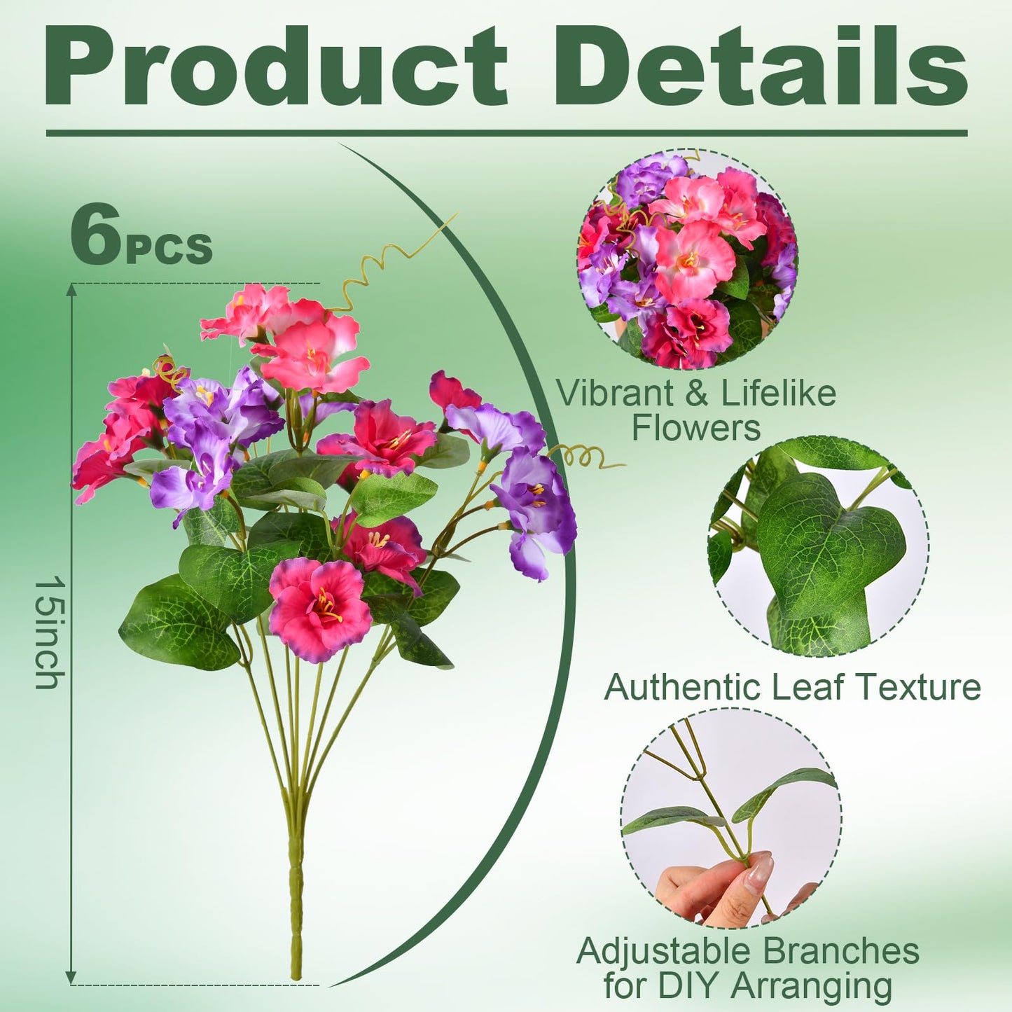 Artificial Flowers for Outdoors 6 Bundles UV Resistant Silk Flowers for Outside, Real Touch Faux Hibiscus Bouquets Tropical Faux Plants Fake Flowers for Outside Planter Front Porch Yard Home Decor