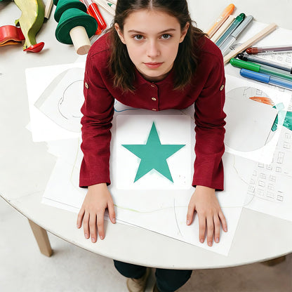 16 Pcs Reusable Painting Stencils for Adults, 4 Sizes Heart Moon Star Circle Templates for DIY Crafts, Drawing on Canvas, Wood, Fabric, Wall Decor (Not a Toy)