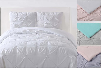 My World Pleated Solid Duvet Sets, Blush and Silver Grey, 2-Piece Twin XL Duvet Set, Polyester, OEKO-TEX Certified