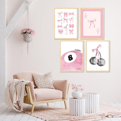 4 Pack Pink Coquette Diamond Art Kits for Adults, 5D DIY Bow Diamond Painting Kits for Beginner, Diamond Dots Full Drill Crafts for Gem Art Dot Art for Adults Home Wall Decor for Teens Girls 10x12in