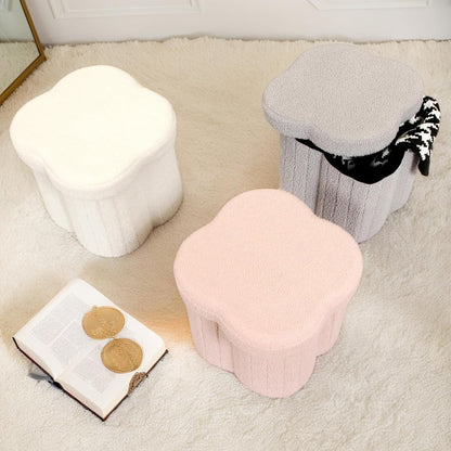 12.6" Flower Shaped Foldable Storage Ottoman,Small Foot Rest with Hidden Storage for Dorm Room/Living