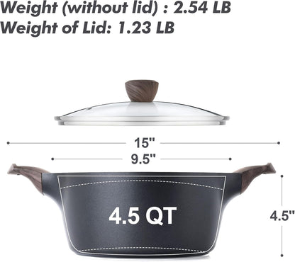 SENSARTE Nonstick Frying Pan & Stock Pot Set - 8-Inch Skillet with Lid & 4.5QT Induction-Compatible Pot