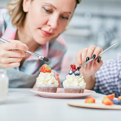 Reallnaive 12 Pieces Cake Baking Set Include Cookie Decorating Brushes Fondant and Gum Paste Tool, Diamond Heart Silicone Mold, Number Letter Chocolate Molds for Sugar Cookie Supplies