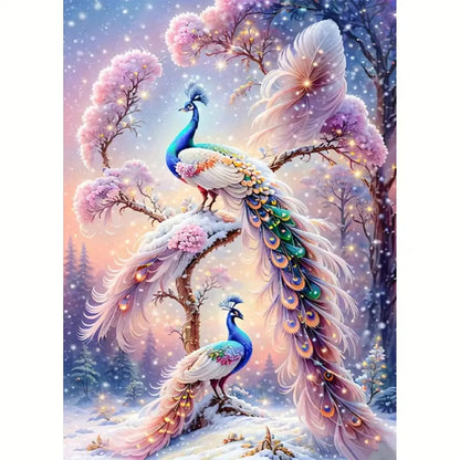 Diliart Pink Peacock DiamondPainting Set - 5D Full Diamond DIY Gem Art for Beginners - Sparkling Rhinestone Diamond Art Crafts Set - Relaxing Hobby for Home Wall Decor - Christmas Gift 12x16 Inch