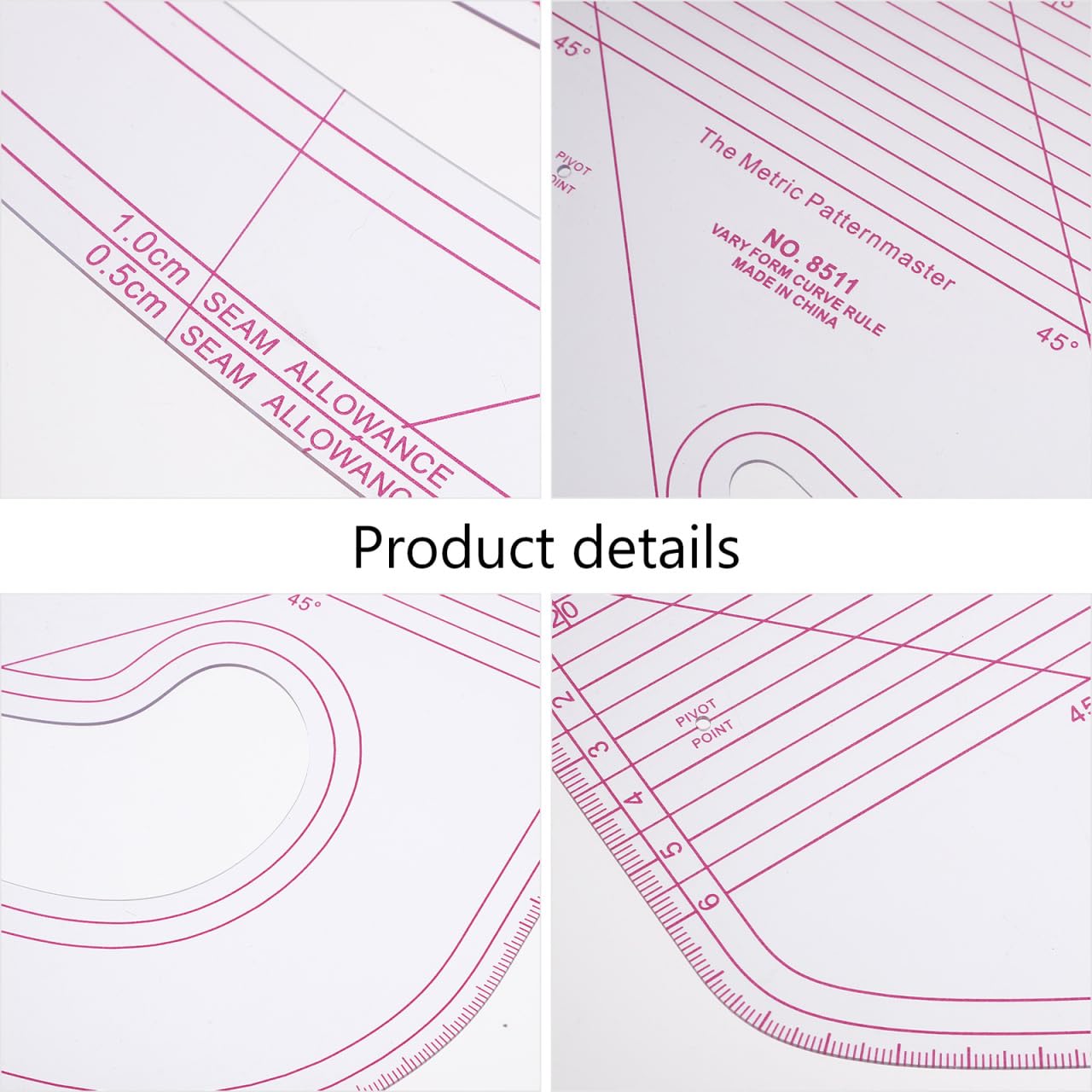 Angoily Sewing Ruler 16.9 Inch French Curve Tailors Ruler for Pattern Making Fabric Designing and Craft Drawing