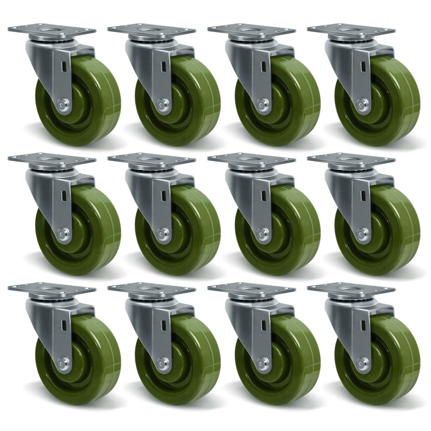 4 Inch High Temperature Casters Wheels, Oven-Safe Bakery Rack Casters, -20°F to 550°F, Heavy Duty 1400 lbs Capacity, Baking Essential (12 Swivel)