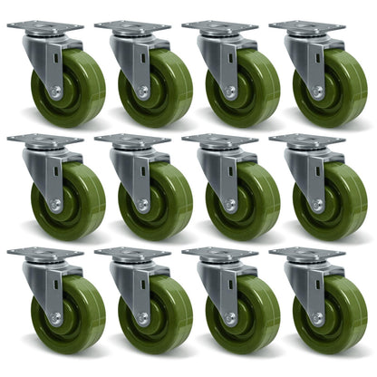 4 Inch High Temperature Casters Wheels, Oven-Safe Bakery Rack Casters, -20°F to 550°F, Heavy Duty 1400 lbs Capacity, Baking Essential (12 Swivel)
