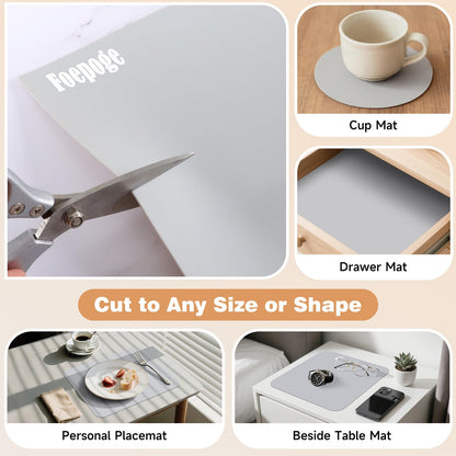 49.2" x 15.7" Large Silicone Mat for Kitchen Counter Protector, Cuttable Silicon Countertop Protector Mat Heat Resistant Mats for Countertop, Cut to Fit Placemat Ship Roll by Foepoge, Gray