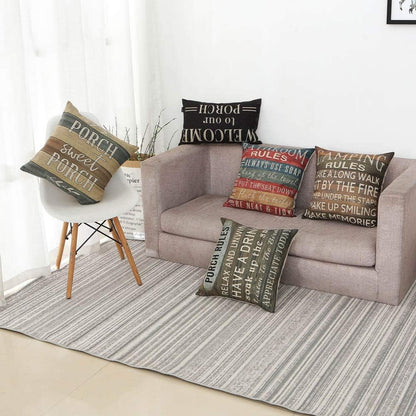 TRENDIN Decorative Throw Pillow Cover 20x12 inch Rustic Look Black Welcome to Our Porch Cushion Case