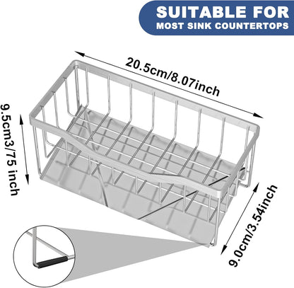 Counter (304 Vanwood Sponge Holder for Kitchen Sink with Auto Draining Tray, Sink Caddy Kitchen Sink Cocina Organizer