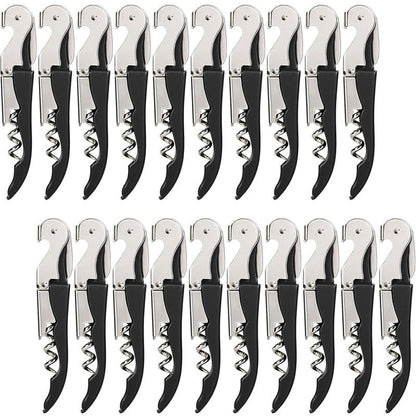 HYZ Wine Opener Bulk 20-Pack for Bartender, Professional Waiter Corkscrew Wine Key for Servers & Restaurant, Double Hinged Wine Bottle Opener with Foil Cutter, Commercial Bulk Set, (Black)