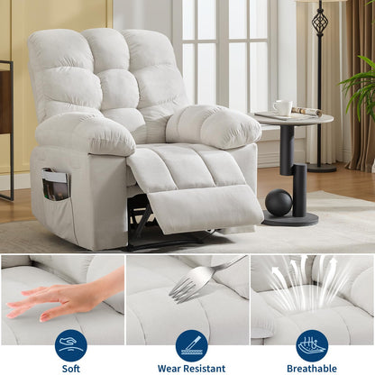 Garvee 21.4in Wide Recliner Chair,Massage & Heat Recliner Chair for Adults,Home Theater Seating with Lumbar Support,Ergonomic Breathable Fabric Nursery Rocking Chairs for Living Room