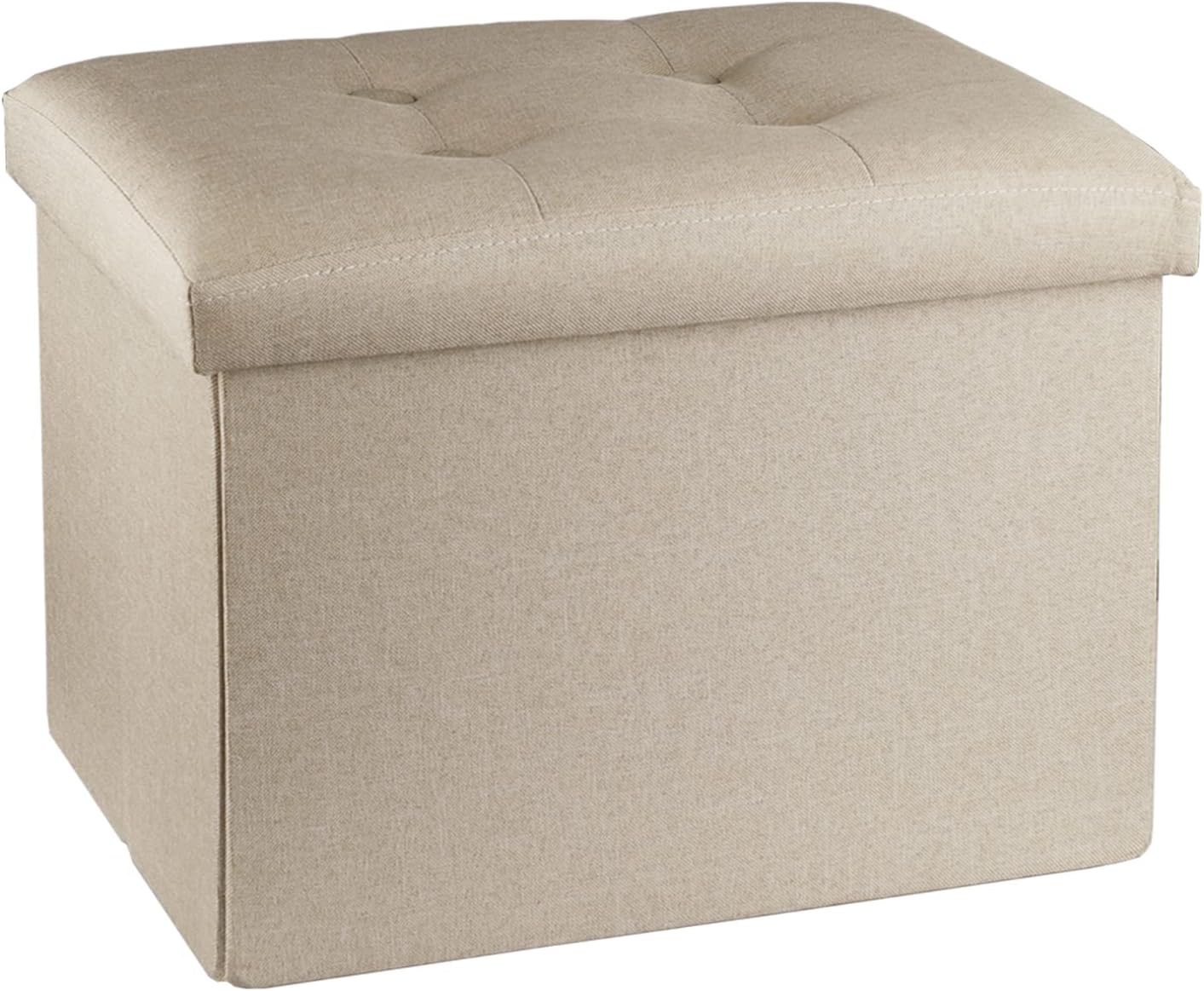 17x13x13inches ALASDO Ottoman Storage Ottoman Footrest Stool Foldable Foot Rest Footstool Bench for Living Room Beige