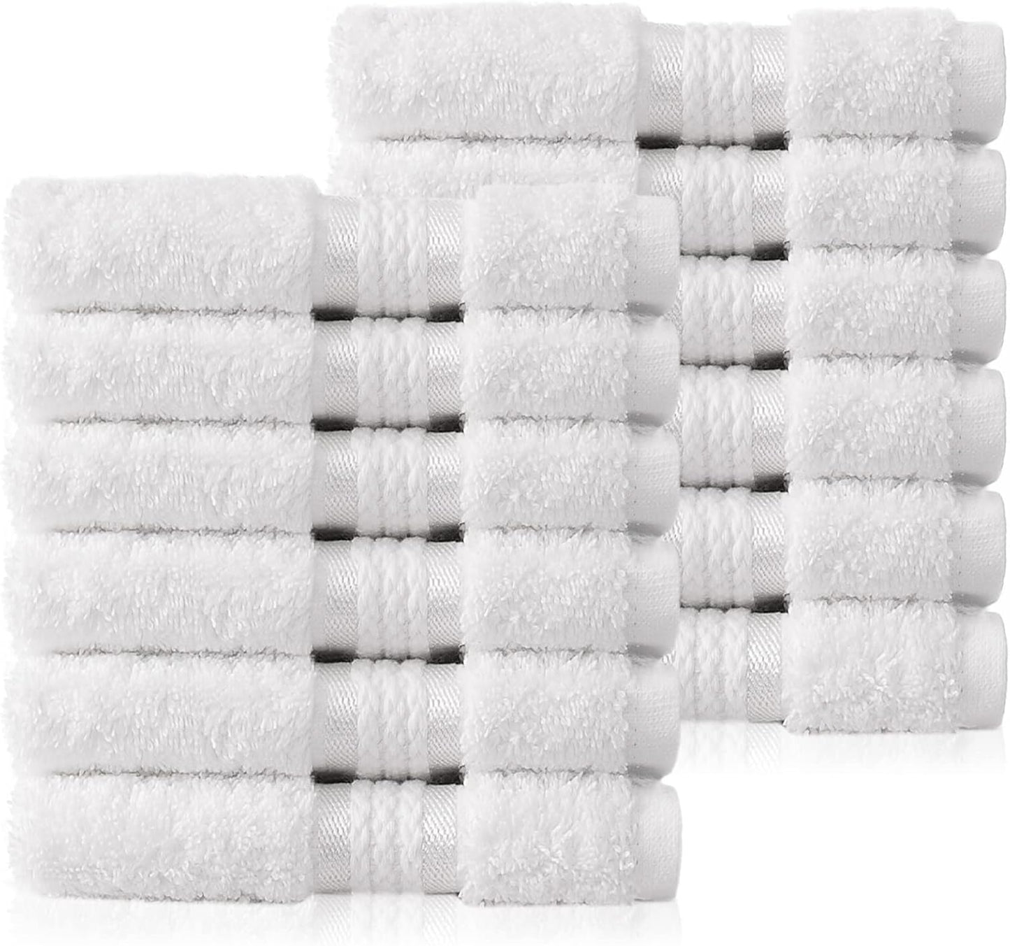 12 Pack 12x12-100% 580 COTTON CRAFT Ultra Soft Washcloths - - Cotton Facecloths - Baby Wash Cloths - Absorbent Quick