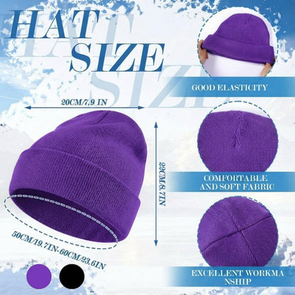 Tivi Tovo 4 Pcs Winter Knit Beanie Hat and Touchscreen Gloves Set for Women Men Warm Acrylic Cap and Gloves Set(Black, Purple,Knit)