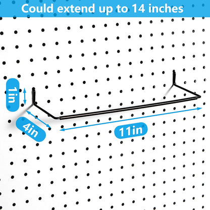 Paper Towel Holder for Pegboard, Extendable, Fits Any Standard Pegboard, 4 Packs, Black