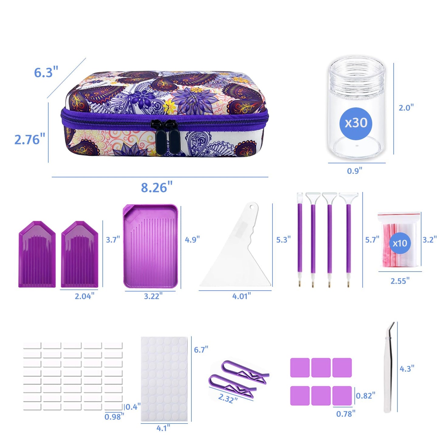 LIRUNQIU Diamond Painting Storage Containers, 30 Slots Diamond Art Accessories and Tools Kits Storage Box(Purple)