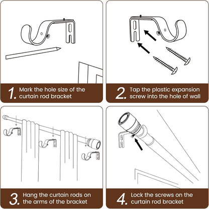 Matte Black Adjustable Curtain Rod by [Brand Name] - Heavy Duty 30 to 144 Inch Length for Windows